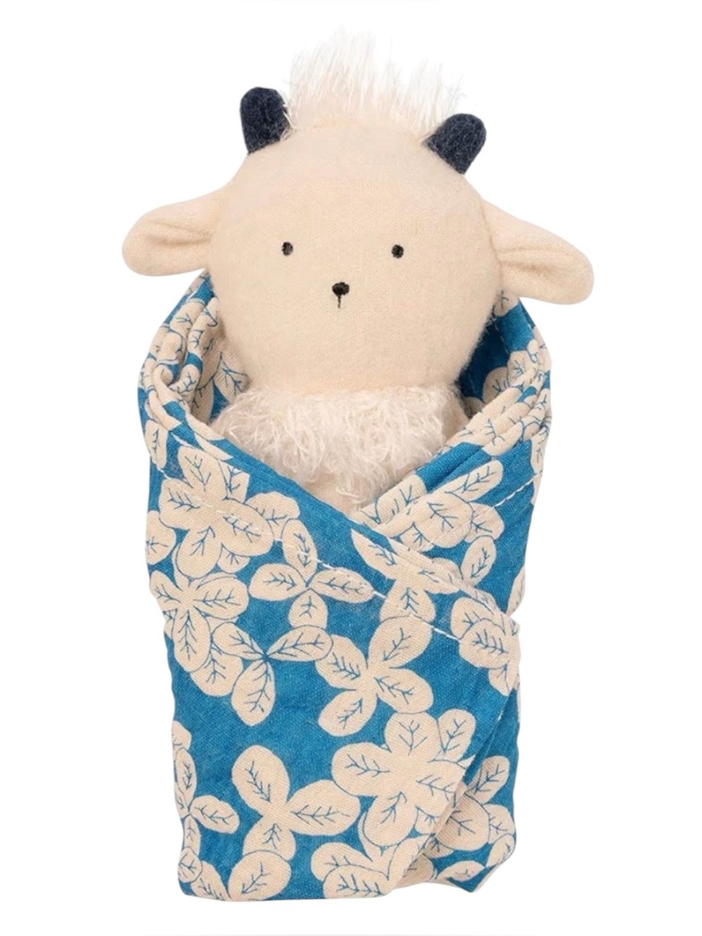 Manhattan Toy Embroidered Plush Goat Baby Rattle + Soft Cotton Burp Cloth – New